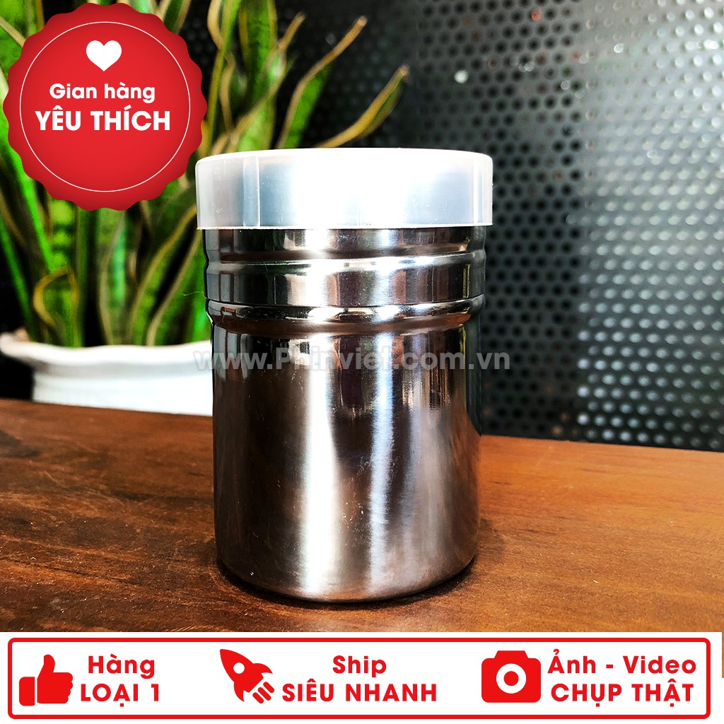 Lọ rắc bột cacao, matcha, gia vị inox thép không rỉ có lưới cực bền an toàn - Dụng cụ pha chế