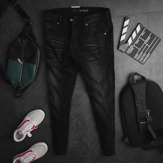 Quần jean denim nam cao cấp co giãn slimfit màu đen cổ điển hàng xuất khẩu xịn