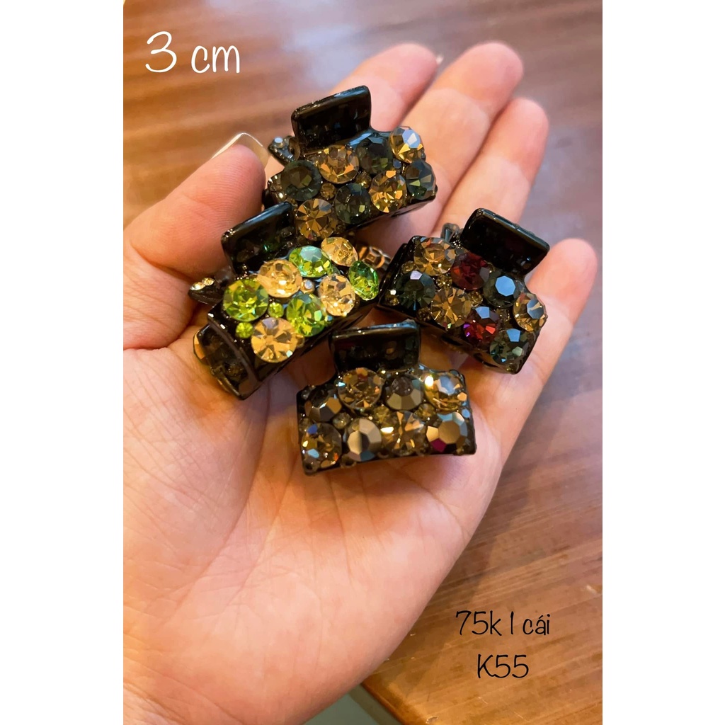 Kẹp tóc đỉnh - kẹp mái, kẹp nửa tóc, 1/2 tóc vuông đính đá màu lấp lánh