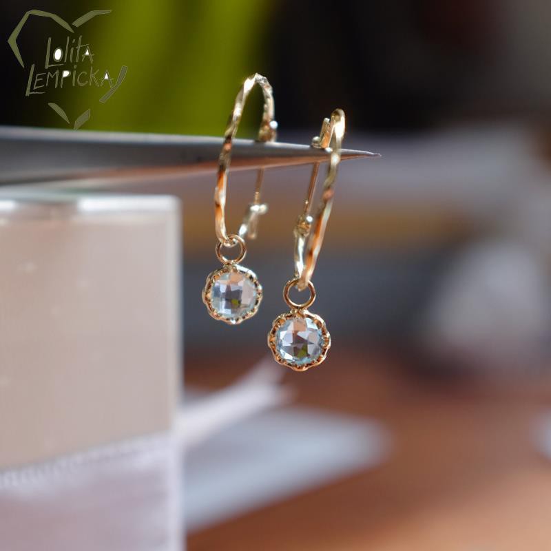 Mềm Dây Chuyền Mặt Đá Topaz Xanh Dương Nhạt Phong Cách Vintage Nhật Bản