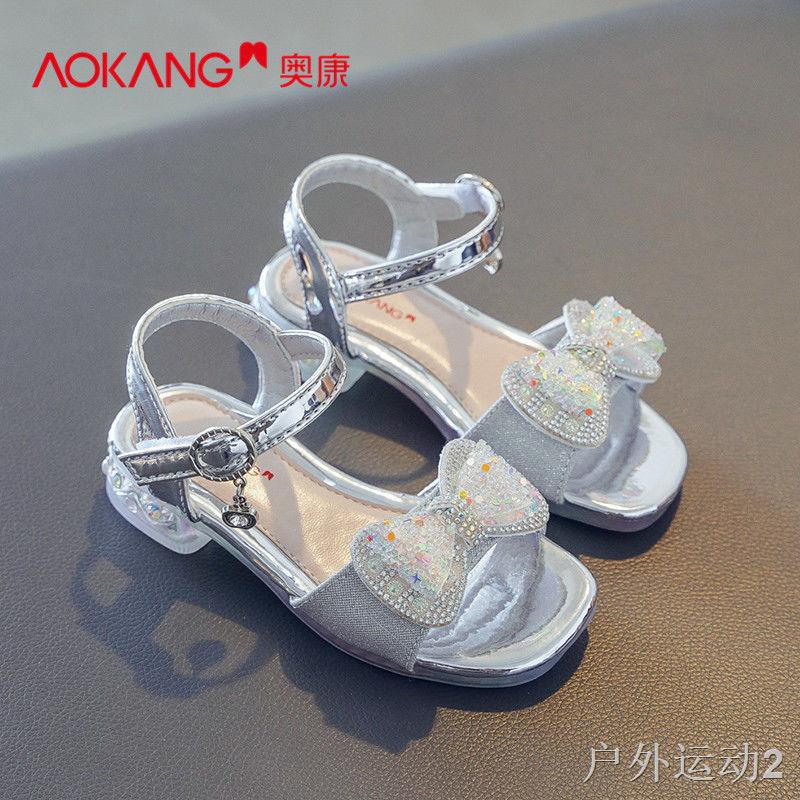 Giày nữ trẻ em mới mùa hè Aokang Dép cho bé gái 2021 New Summer Net Red Hàn Quốc trung niên công chúa