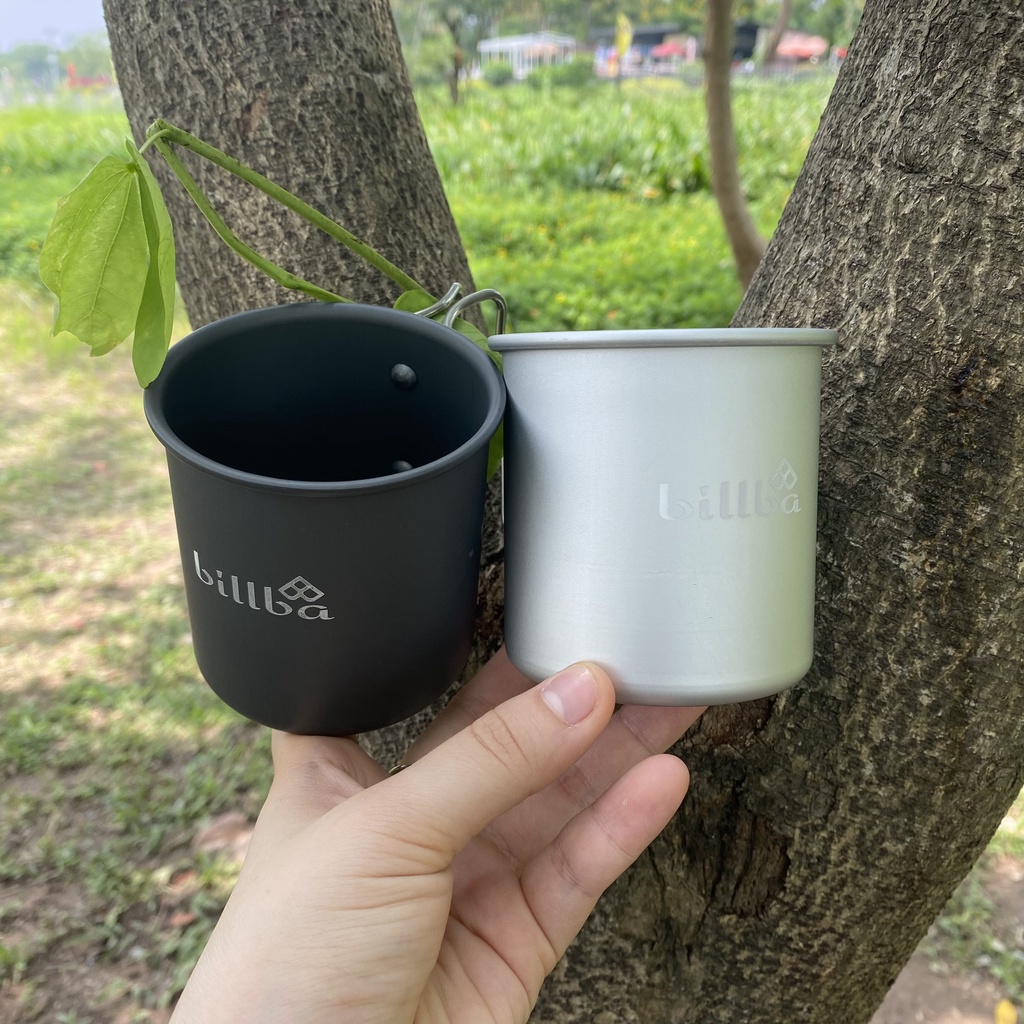Cốc ly uống nước hợp kim nhôm 300ml quai gập nước siêu nhẹ dùng đi du lịch cắm trại dã ngoại BB4211- Billba Camping