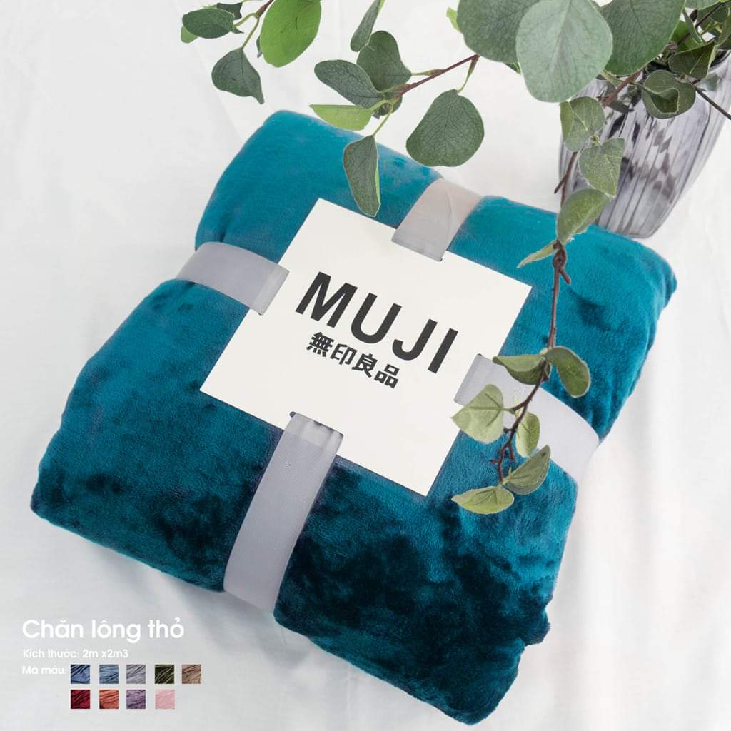 Chăn lông tuyết Muji 2 lớp siêu mềm mịn 2m x 2m2-Chăn blanket 2,3kg siêu mềm mịn