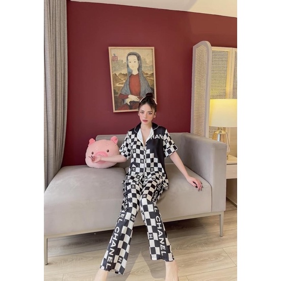 Đồ bộ pijama mặc nhà LỤA SATIN LATIN LOẠI 1 cao cấp Tay Ngắn Quần Dài cho bạn nữ dưới 62kg mặc sang trọng