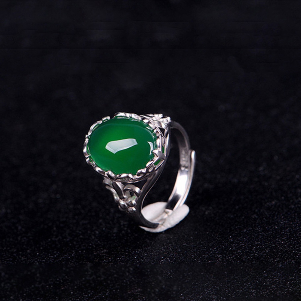 Nhẫn đính đá ngọc lục bảo nhân tạo phong cách vintage thời trang cho nữ