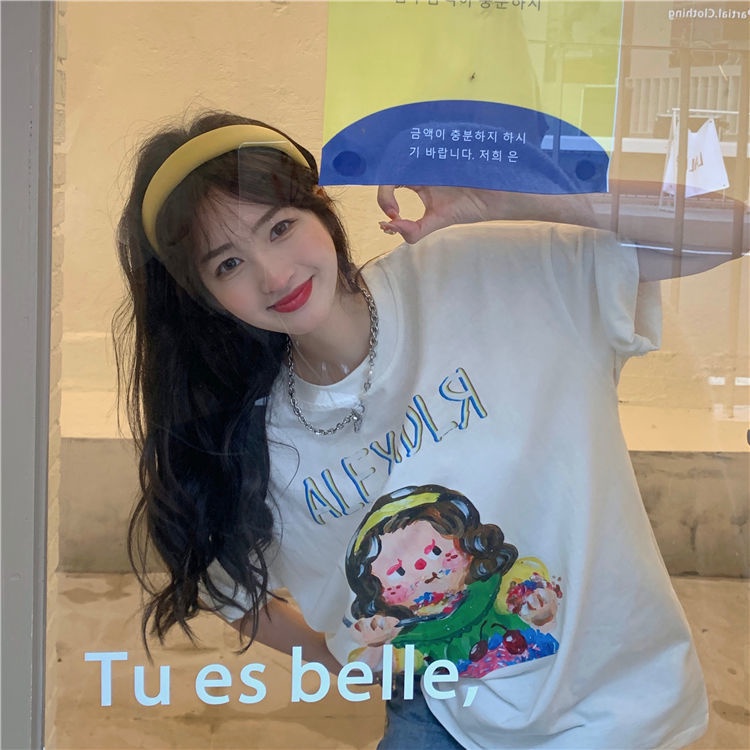 Áo Thun Tay Ngắn In Họa Tiết Hoạt Hình Thời Trang Mùa Hè Trẻ Trung Cho Nữ