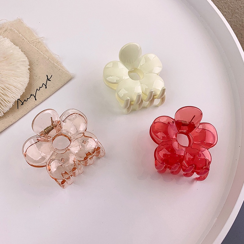 Kẹp tóc nữ bằng nhựa trong suốt thiết kế bông hoa nhiều màu sắc ngọt ngào tùy chọn