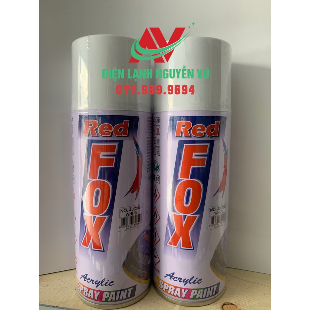 Sơn xịt Redfox màu trắng - Sơn chuyên dụng cho đầu lạnh máy lạnh - NO.40  White