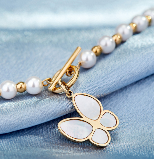 vòng cổ Hình Bướm Đính Ngọc Trai Sang Trọng Cho Nữ