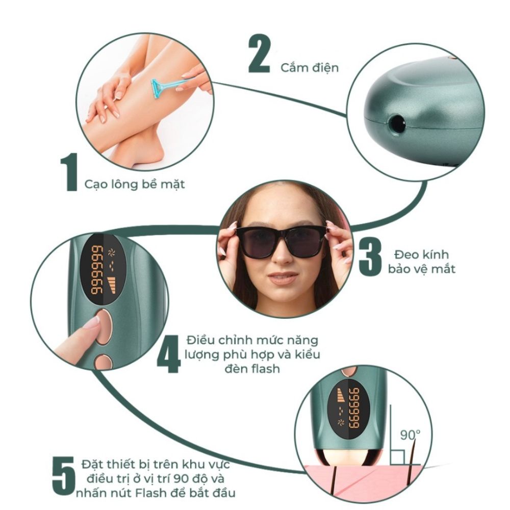 Máy Triệt Lông Vĩnh Viễn Mini Cầm Tay IPL Tặng Kèm Phụ Kiện Chính Hãng COTEMIN