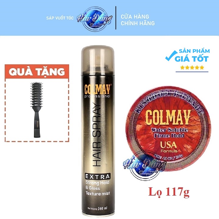 [COMBO] [CHÍNH HÃNG 100%] Sáp Vuốt Tóc Colmav Pomade Gốc Nước + Gôm Colmav 360ml + Tặng Lược