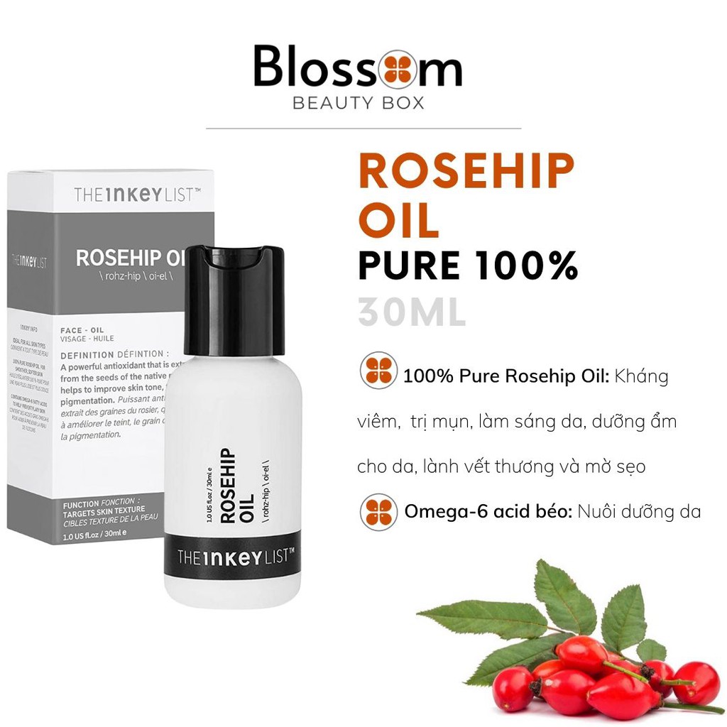 [Sephora US] [KHÔNG HỘP GIẤY] Tinh dầu tầm xuân Rosehip oil - THE INKEY LIST | BigBuy360 - bigbuy360.vn