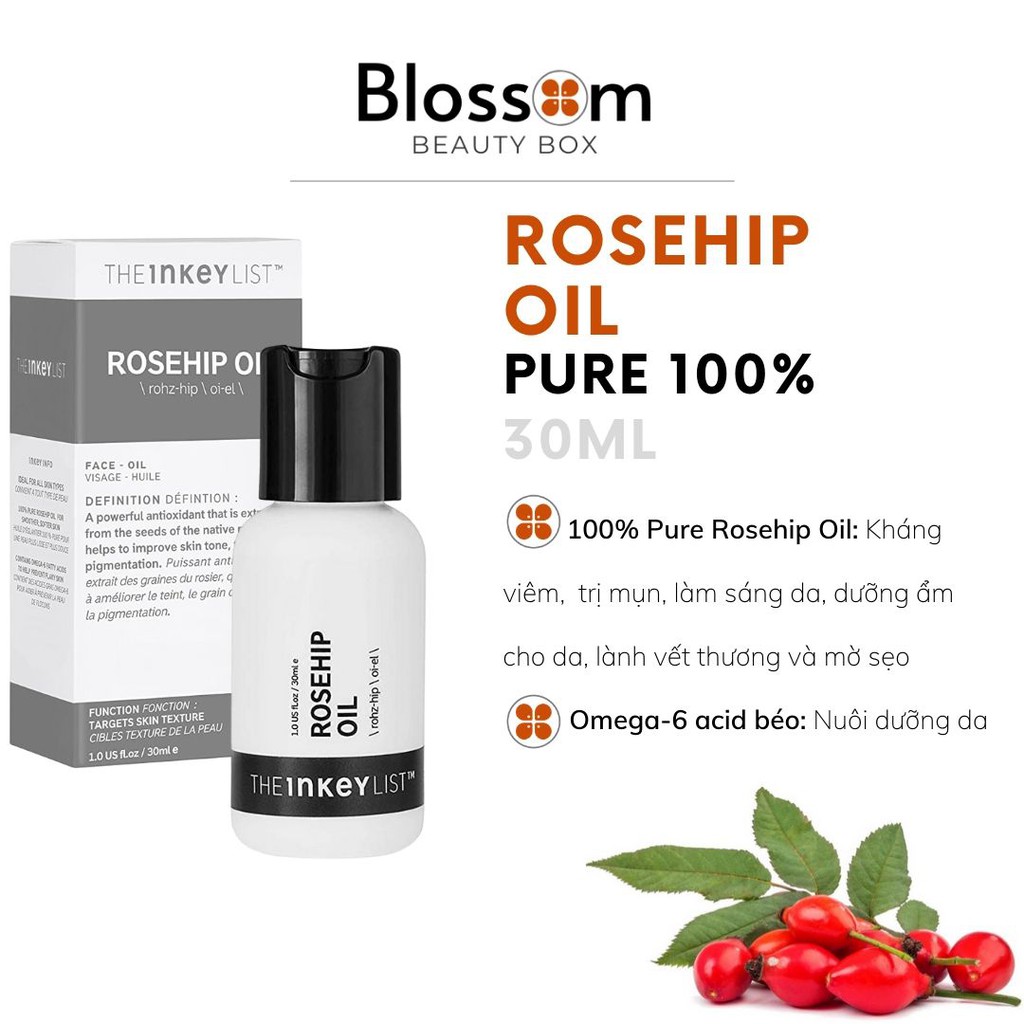 [Sephora US] [KHÔNG HỘP GIẤY] Tinh dầu tầm xuân Rosehip oil - THE INKEY LIST | BigBuy360 - bigbuy360.vn