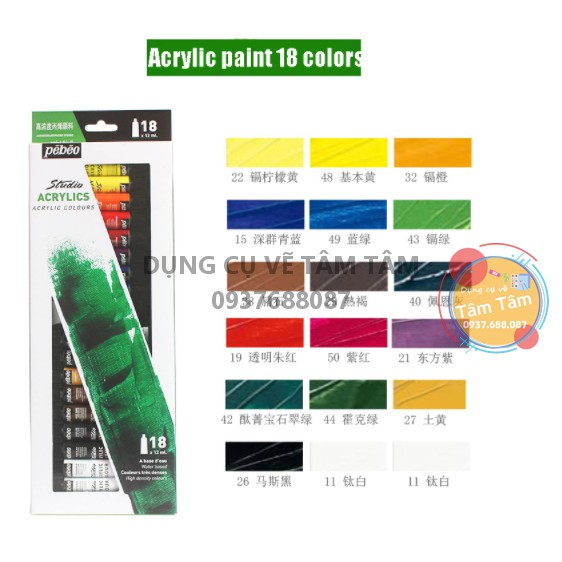 [ TÂM TÂM ]-Màu acrylic Pebeo, màu vẽ, Màu Acrylic-