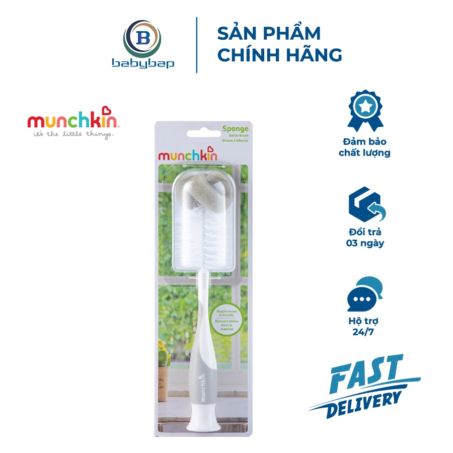 Cọ Bình Sữa Có Mút Munchkin Mềm, Bền Và Không Làm Xước Bình