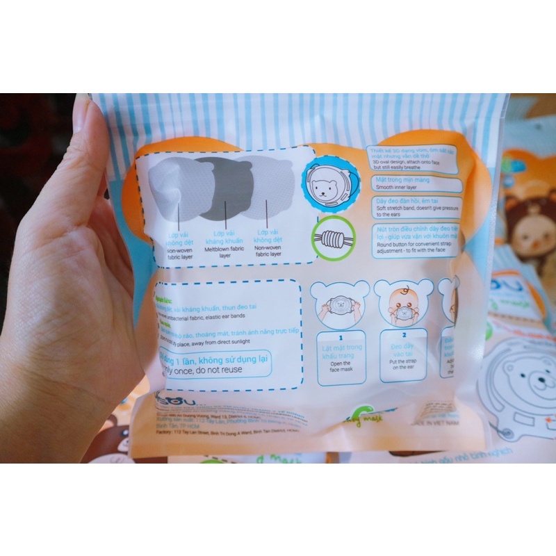 KHẨU TRANG GẤU CHO BÉ SƠ SINH BISOU