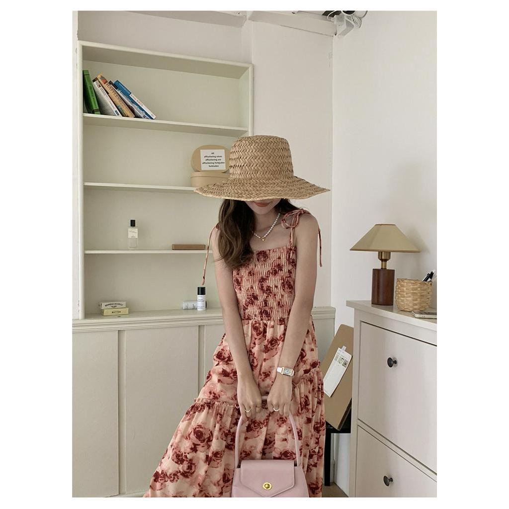 Đầm Hai Dây Họa Tiết Hoa Thời Trang Mùa Hè Pháp Kiểu Retro Mới 63999