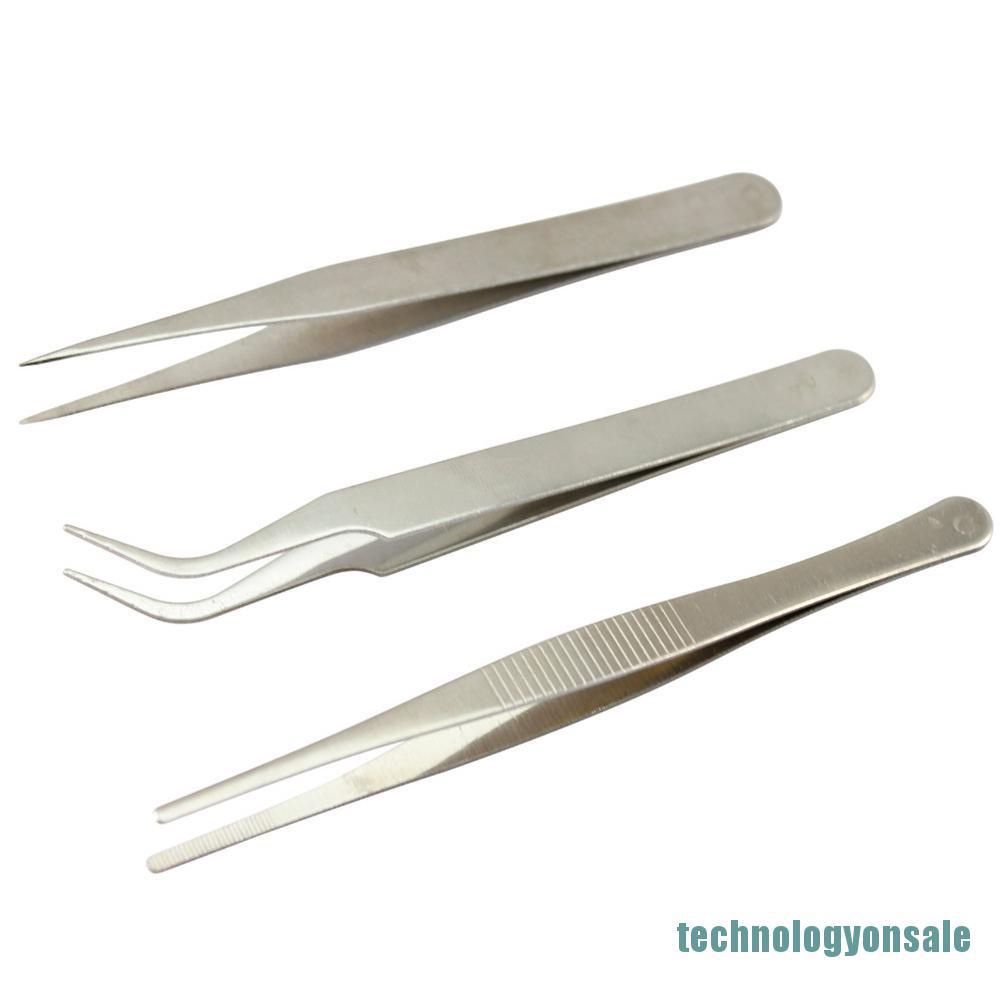 Set 3 nhíp sửa chữa điện bằng thép không gỉ có độ chính xác cao mới