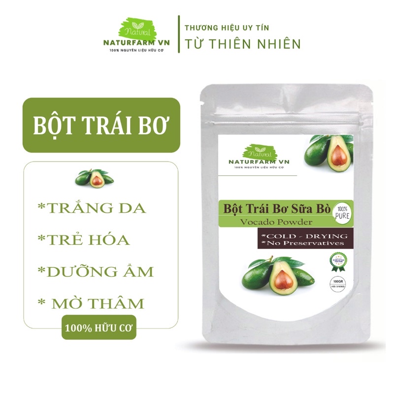 100gr Bột trái bơ nguyên chất sạch Organic Handmade