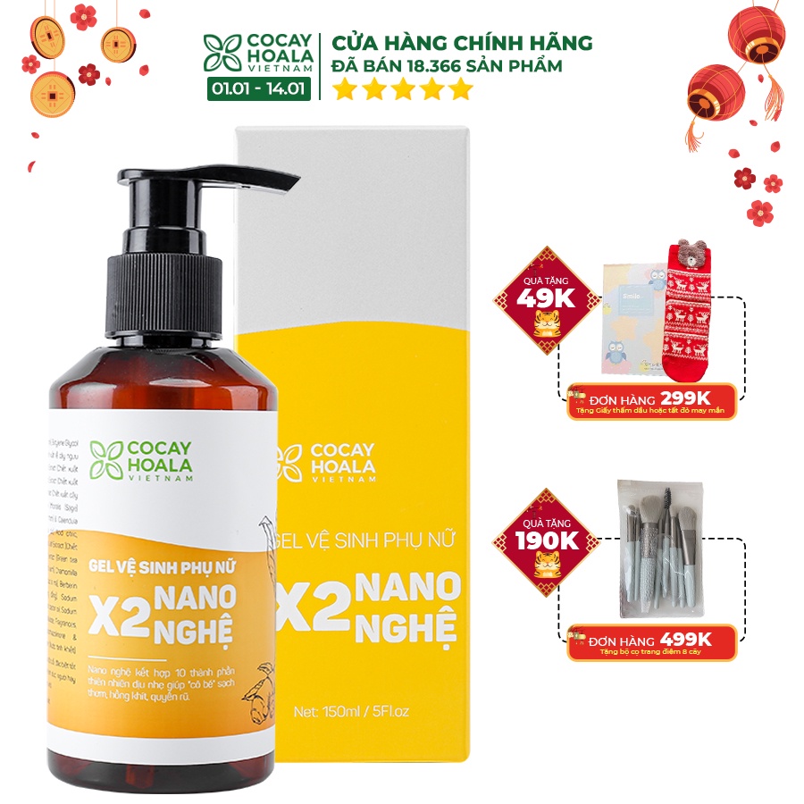 Dung dịch vệ sinh phụ nữ Giảm Ngứa Gel X2 Nano Nghệ Cỏ Cây Hoa Lá 150 ml