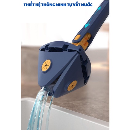 Cây lau nhà GEARSHOP hỗ trợ lau trần nhà, lau kính hình tam giác đa năng tự vắt xoay 360 độ thông minh
