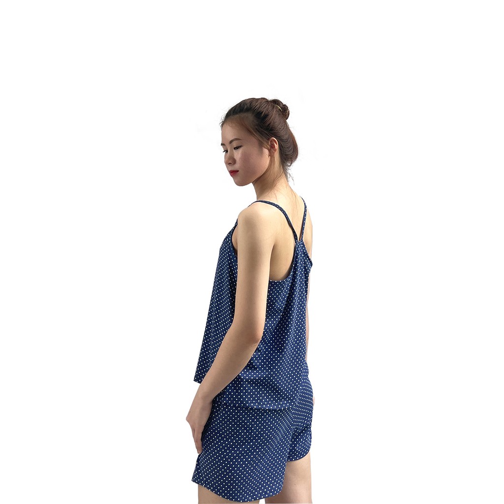 Bộ đồ ngủ 2 dây thun cotton 4 chiều chấm bi siêu mềm mịn size 40kg-65kg | BigBuy360 - bigbuy360.vn