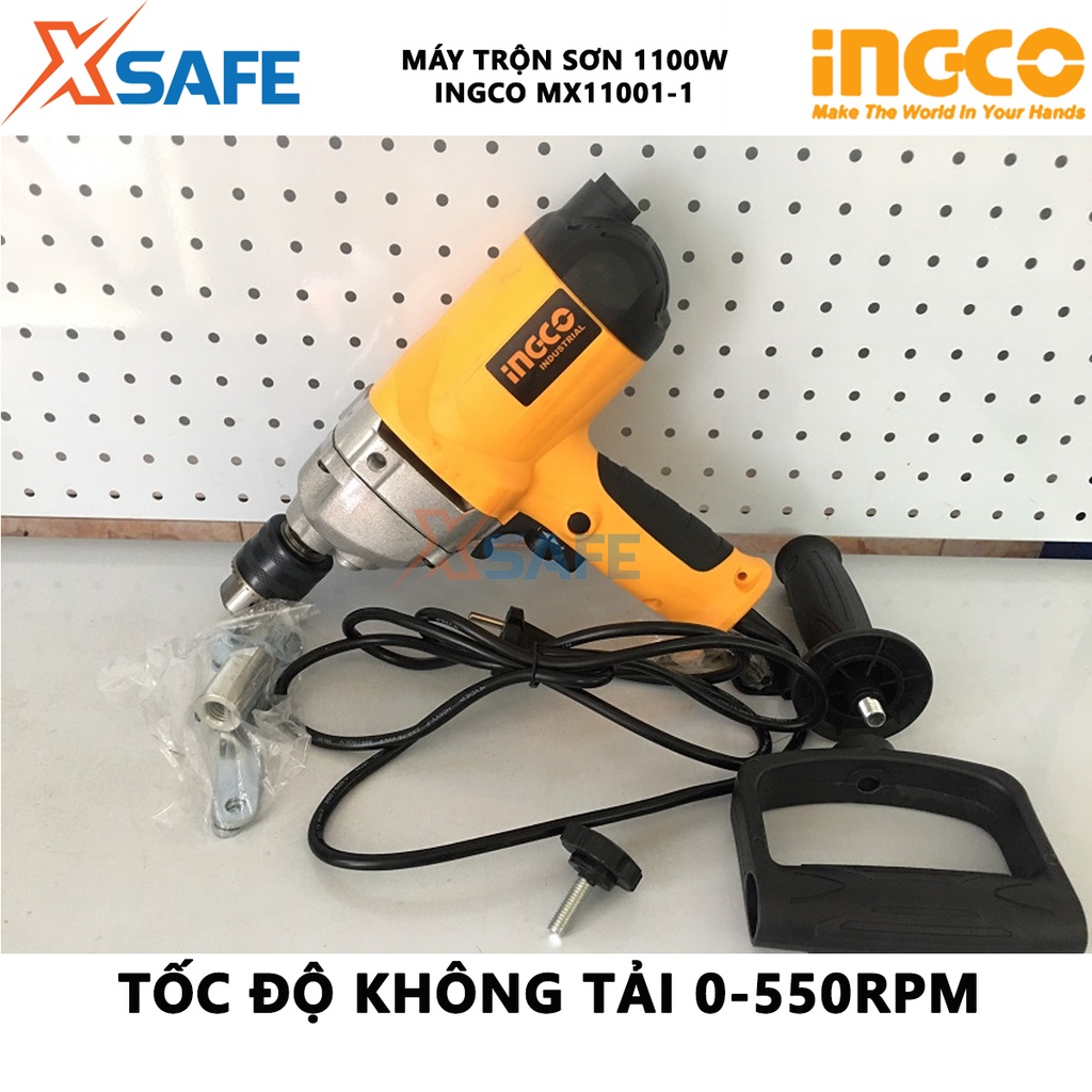 Máy trộn sơn INGCO MX11001-1 Không kèm cần trộn sơn, nhông hộp số nhôm hợp kim, kèm theo đầu khoan 13mm