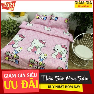 [Chăn phao ga gối]Bộ chăn phao ga gối 5 món kèm vỏ gối ôm,ib mẫu,hello kitty ôm dâu