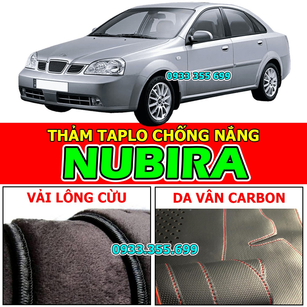 Thảm Taplo DAEWOO NUBIRA bằng Nhung lông Cừu hoặc Da vân Carbon, Da vân Gỗ 2000 2001 2002 2003 2004