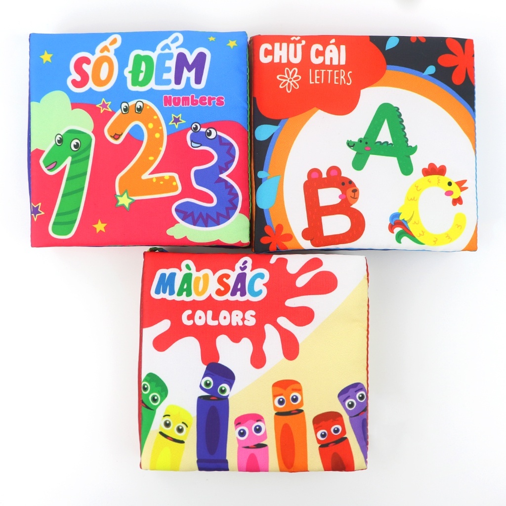 [GIFT] Sách vải kích thích thị giác cho bé phát triển tư duy cho bé - COMBO 3 Cuốn