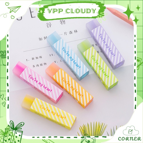Gôm tẩy bút chì thanh dài màu pastel nhẹ nhàng dễ thương, họa tiết nhỏ nhắn xinh xắn mẫu 2