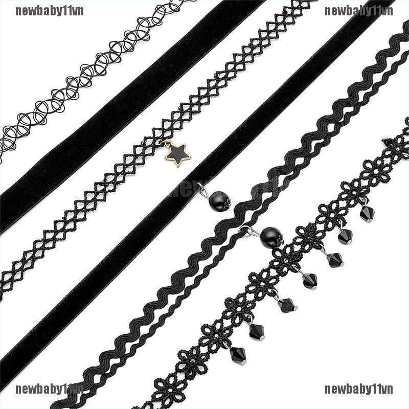 Set 6 Vòng Cổ Choker Dây Nhung Đen