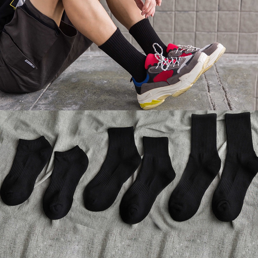 Tất đen trơn, vớ đen trơn cổ ngắn cổ trung cổ cao nam nữ phong cách unisex Hàn Quốc, chất liệu mềm mại thoáng mát - LISU