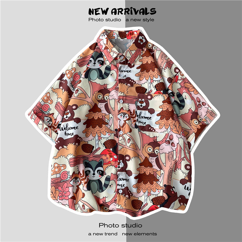 Áo Sơ Mi Tay Ngắn In Họa Tiết Phong Cách Hawaii Hoạt Hình Cho Nam | BigBuy360 - bigbuy360.vn