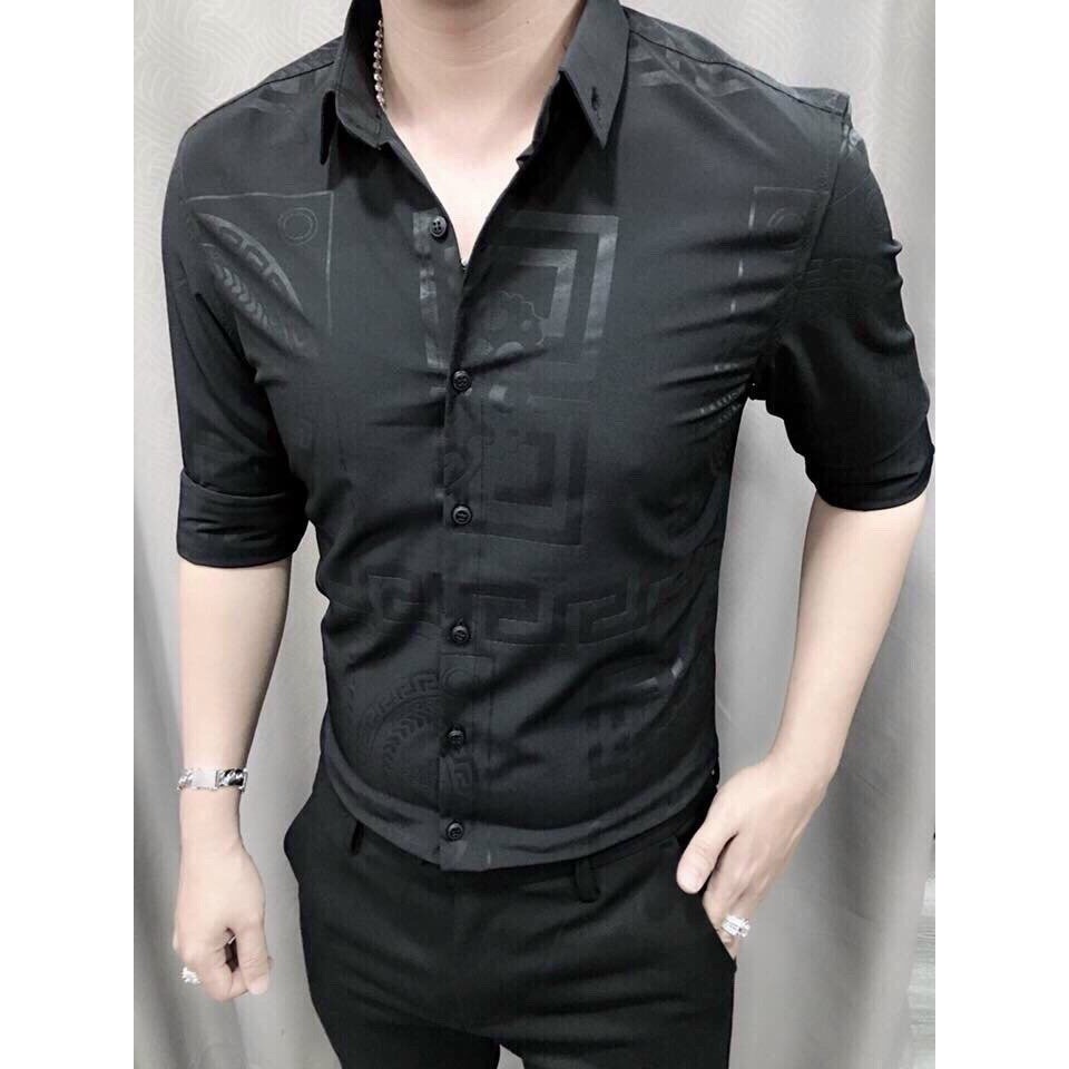 ÁO SƠ MI NAM LỤA TRƠN IN HOA VĂN CHÌM