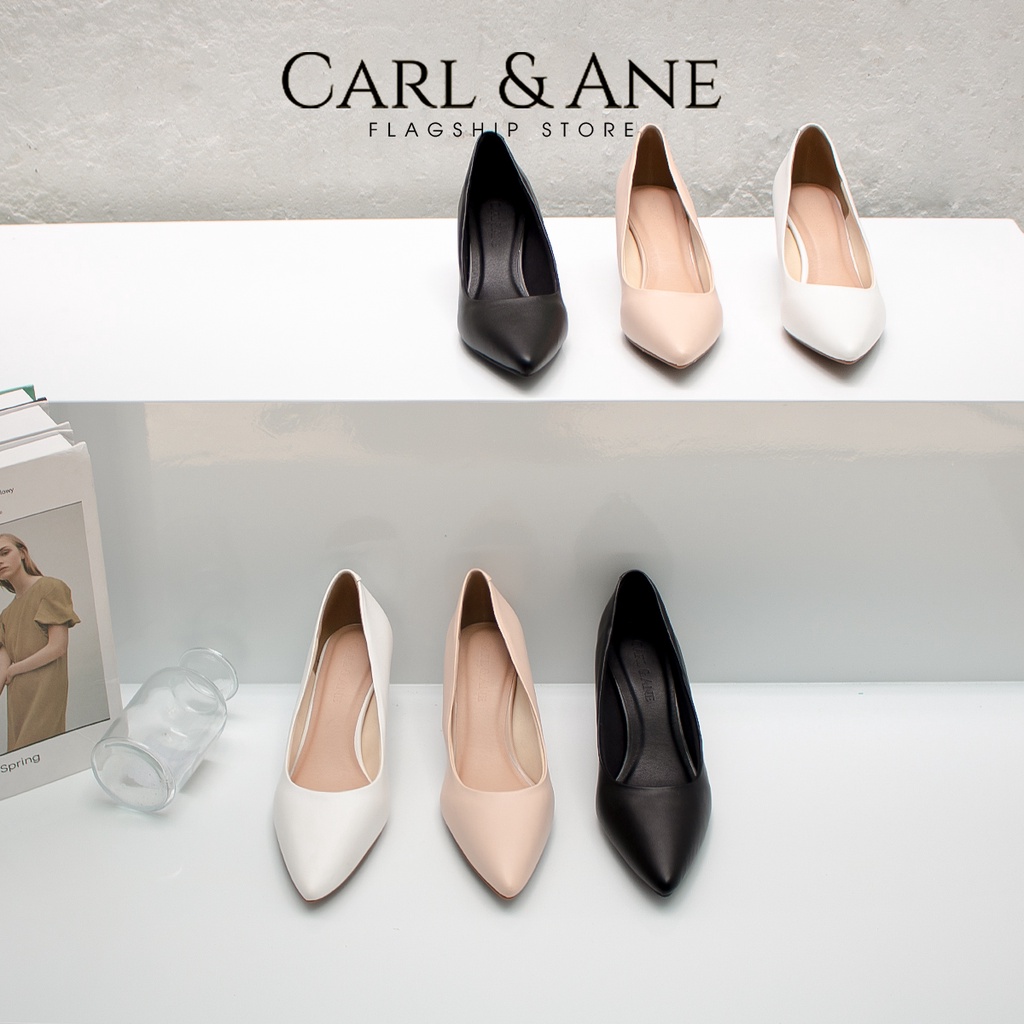 Carl & Ane - Giày cao gót nữ mũi nhọn kiểu dáng công sở cao 6cm màu trắng _ CP010