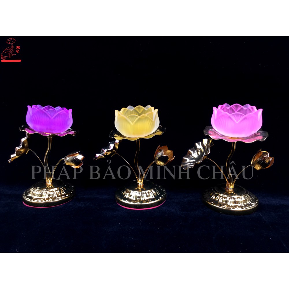 Đế nến sen thủy tinh hợp kim 7&quot;