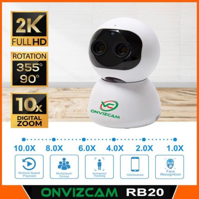 Camera WiFi IP ONVIZCAM RB20 ống kính kép - Độ phân giải full HD 1080P- Quay 355° Nhìn xa -  Siêu Zoom