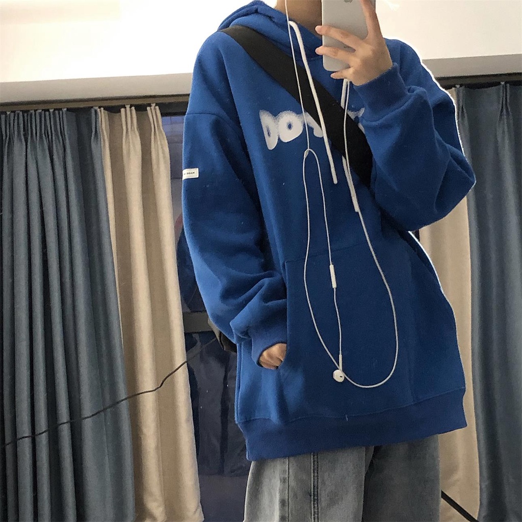 Áo hoodie ZHELIHANGFEI dáng rộng giản dị thể thao thời trang đa năng