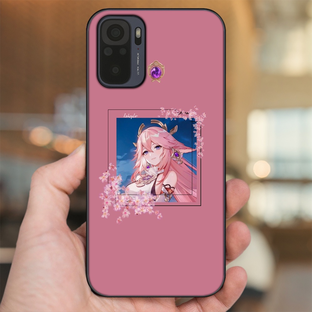 Ốp lưng Xiaomi Redmi Note 10, Note 10s viền đen in hình Yae Miko Genshin Impact