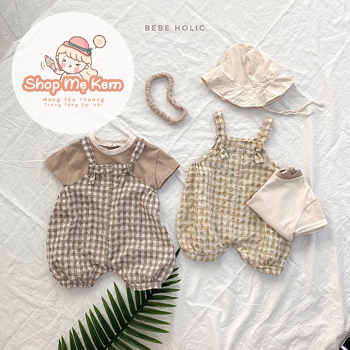 Set Yếm Bé Trai Style Hàn Tặng Kèm Mũ 5 - 15 Kg Vải Thun Mềm Mát Kèm Ảnh Thật