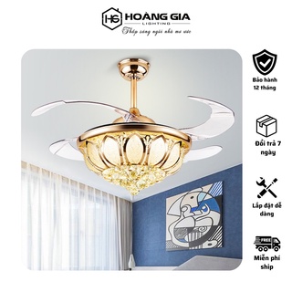Quạt Trần Đèn - Quạt Trần Dấu Cánh Cao Cấp 6 Số Chế Độ Đảo Chiều