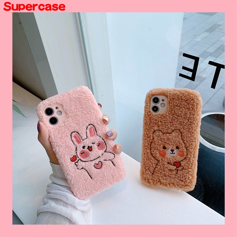 Soft Cover For OPPO Reno 3 4G ACE 2Z 2F Z 2 5G 10X Zoom R17 Pro R15 R9s F3 F1 Plus F11 F5 F1s Cartoons Phone Case Cute Warm Plush Bunny Bear Lovely Back Cover