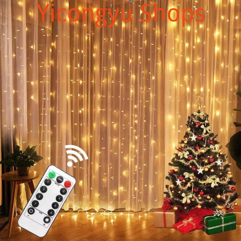 Bộ 300 Dây Đèn LED 300 Bóng 3 * 3m Có Điều Khiển Từ Xa Phụ Kiện Trang Trí Phòng Lễ Hội Nhiều Kiểu Dáng Độc Đáo
