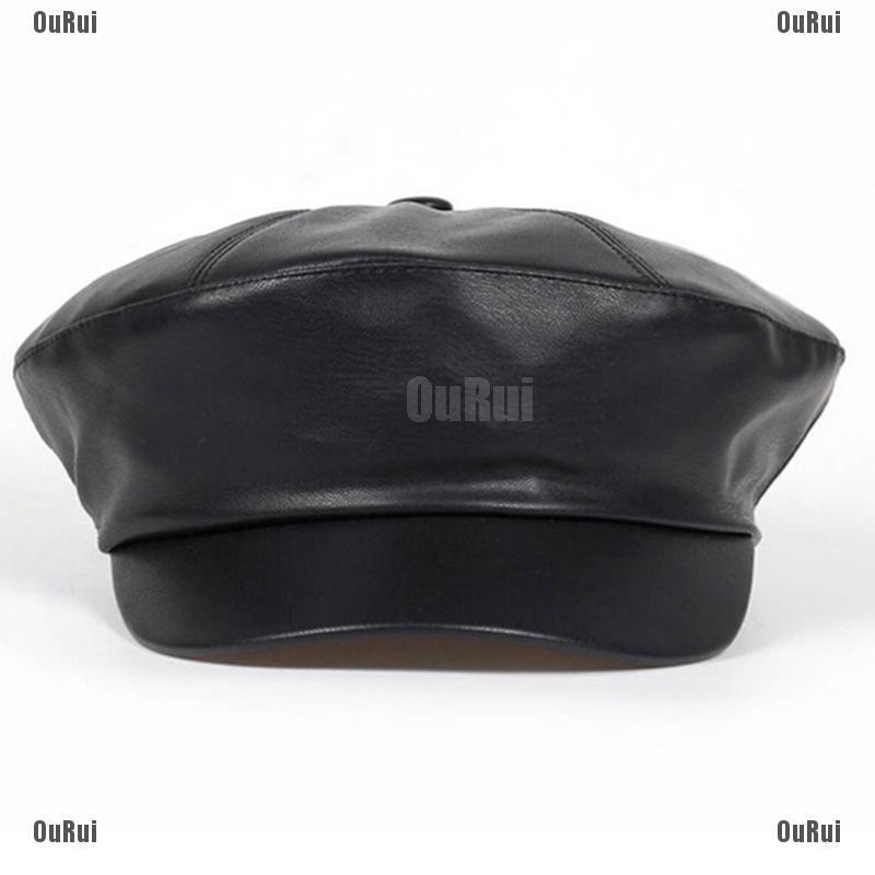 Mũ beret bằng da PU phong cách vintage cho nữ