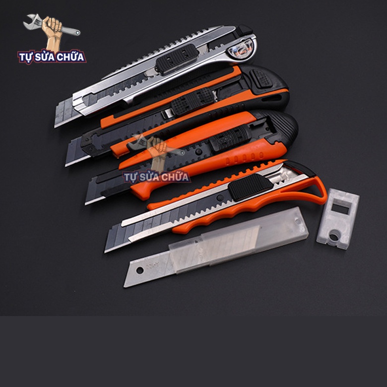 Dao rọc giấy Kapusi thép SK5 siêu sắc, cắt giấy, rọc băng dính có thể thay lưỡi dễ dàng chuyên dùng rọc cắt văn phòng