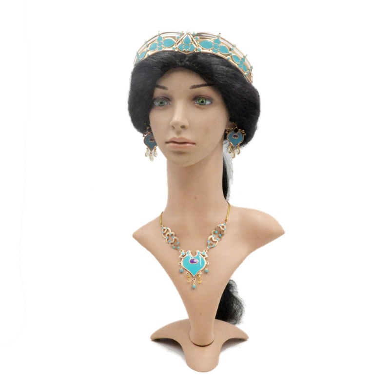 Bộ Vòng cổ + Bông Tai + Băng Đô Vương Miện Công Chúa Jasmine Hoàng Gia Cho Nữ