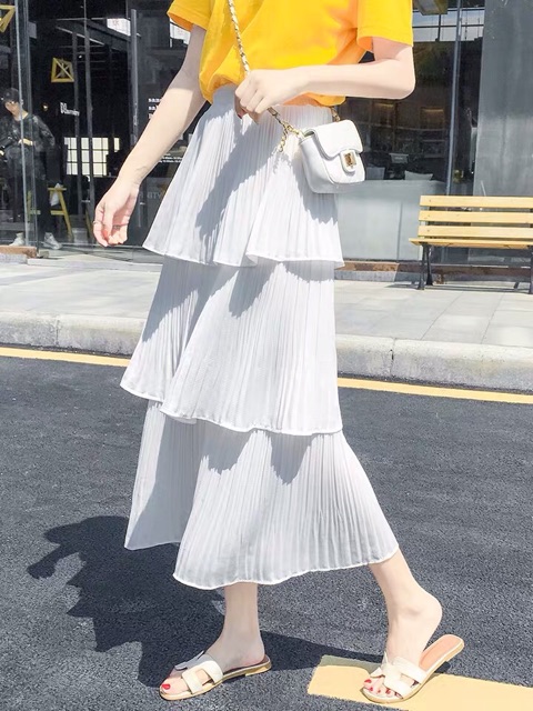 Chân Váy 3 Tầng Dài Dáng Xếp Li Cạp Chun Cao Cấp CV03 | BigBuy360 - bigbuy360.vn