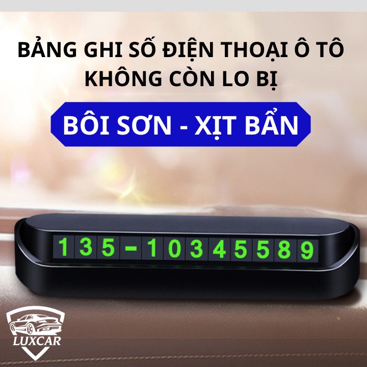 Bảng Ghi Số Điện Thoại LUXCAR Gắn Taplo Ô TÔ Khi Đỗ Xe