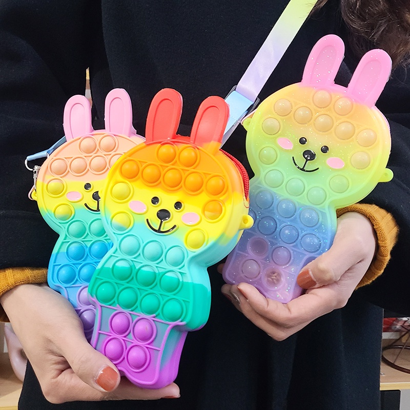 Mới Túi Đeo Chéo Hình Thỏ Con Bằng Silicon Đáng Yêu